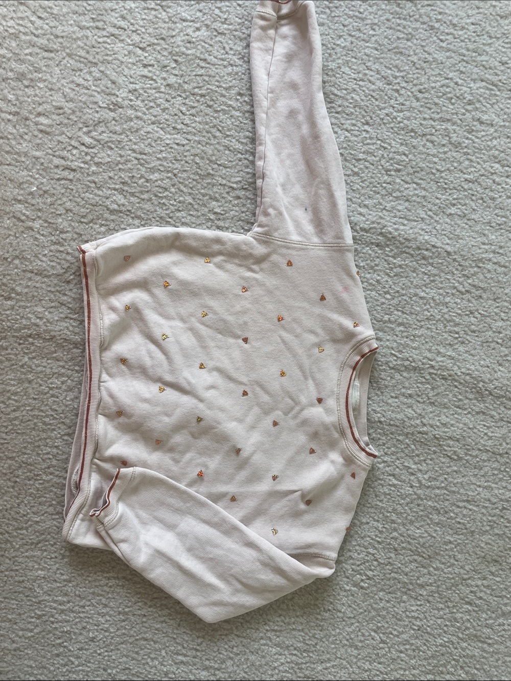 Zara Light Pink Sweatshirt with Metallic Heart Motif